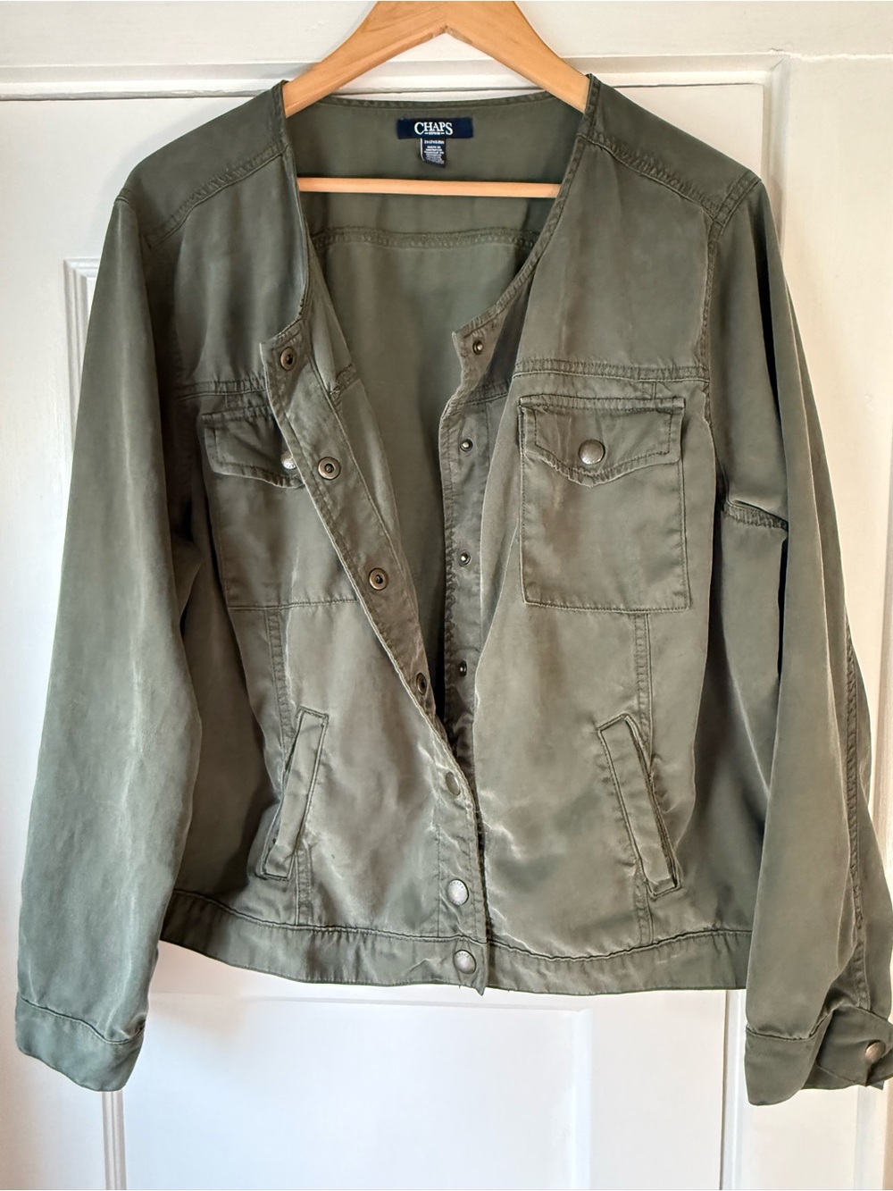 Chaps Olive Green Utility Snap Button-Front Jacket Women’s Size 2XL